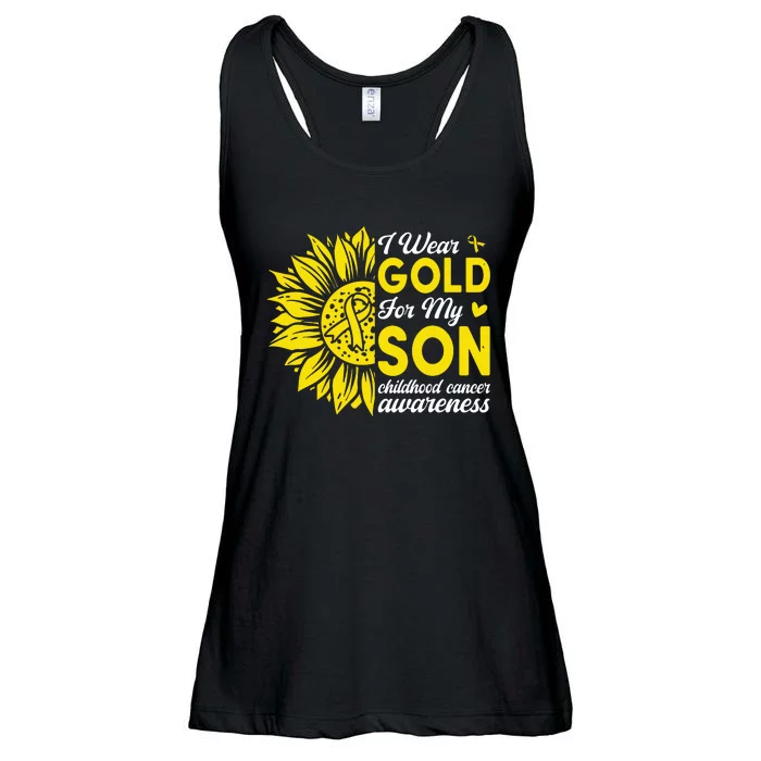 I Wear Gold For My Son Childhood Cancer Awareness Ladies Essential Flowy Tank