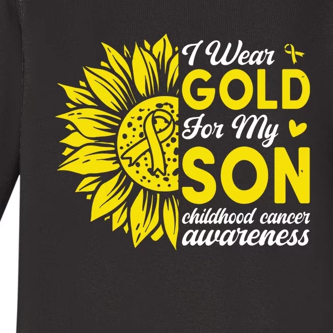 I Wear Gold For My Son Childhood Cancer Awareness Baby Long Sleeve Bodysuit