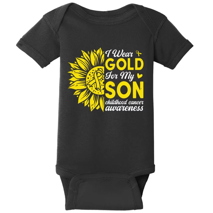 I Wear Gold For My Son Childhood Cancer Awareness Baby Bodysuit