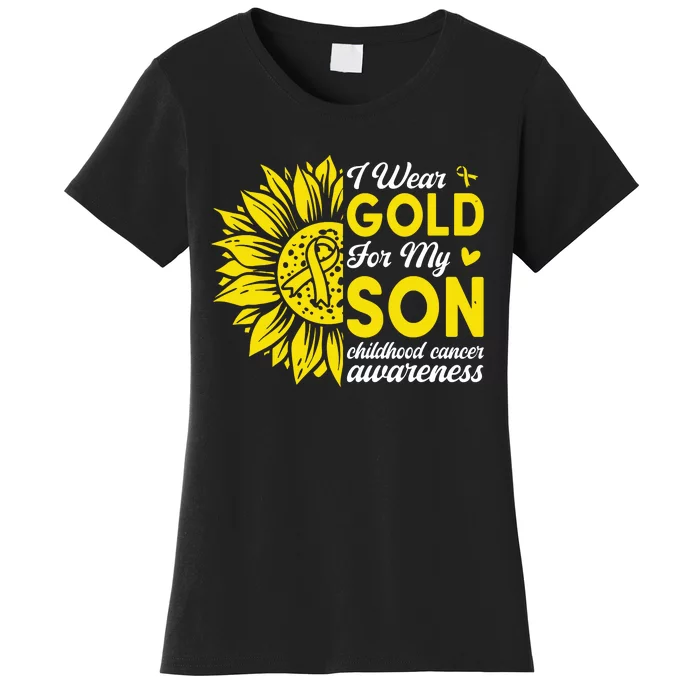 I Wear Gold For My Son Childhood Cancer Awareness Women's T-Shirt