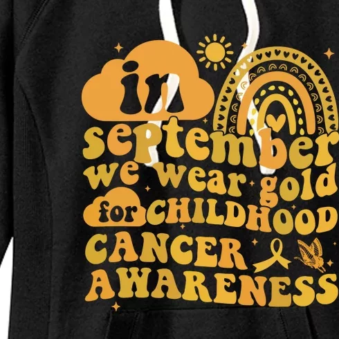 I Wear Gold For Childhood Cancer Awareness Women's Fleece Hoodie