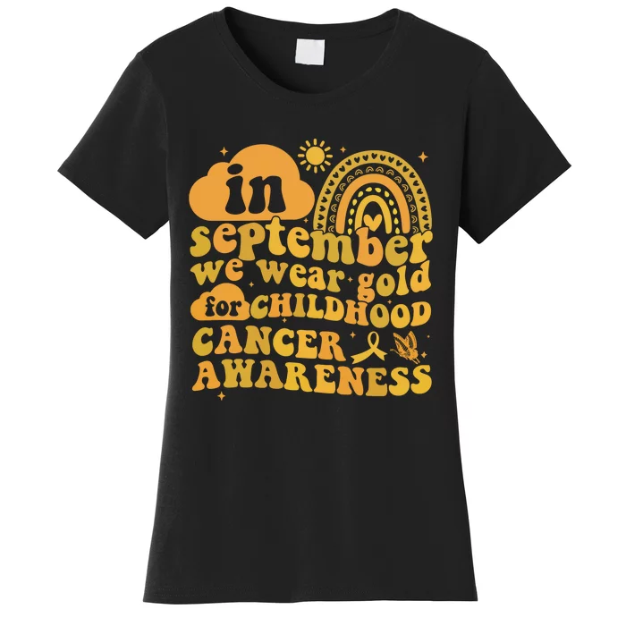 I Wear Gold For Childhood Cancer Awareness Women's T-Shirt