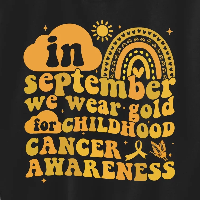 I Wear Gold For Childhood Cancer Awareness Kids Sweatshirt