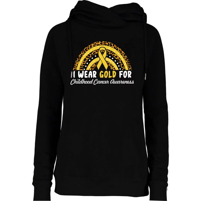 I Wear Gold For Childhood Cancer Awareness Womens Funnel Neck Pullover Hood