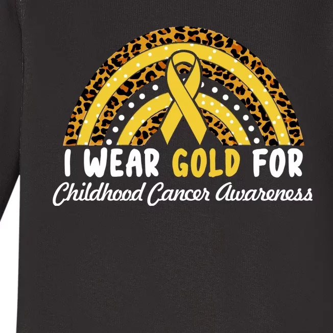 I Wear Gold For Childhood Cancer Awareness Baby Long Sleeve Bodysuit