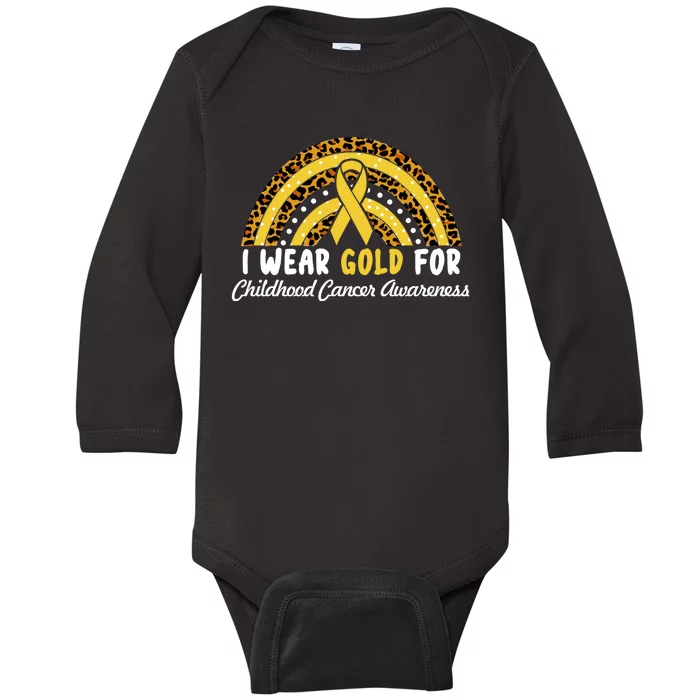 I Wear Gold For Childhood Cancer Awareness Baby Long Sleeve Bodysuit