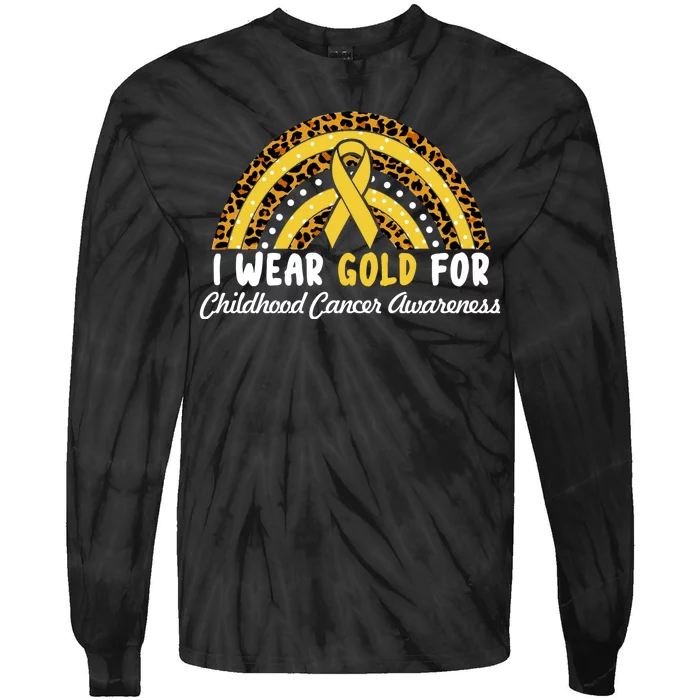 I Wear Gold For Childhood Cancer Awareness Tie-Dye Long Sleeve Shirt