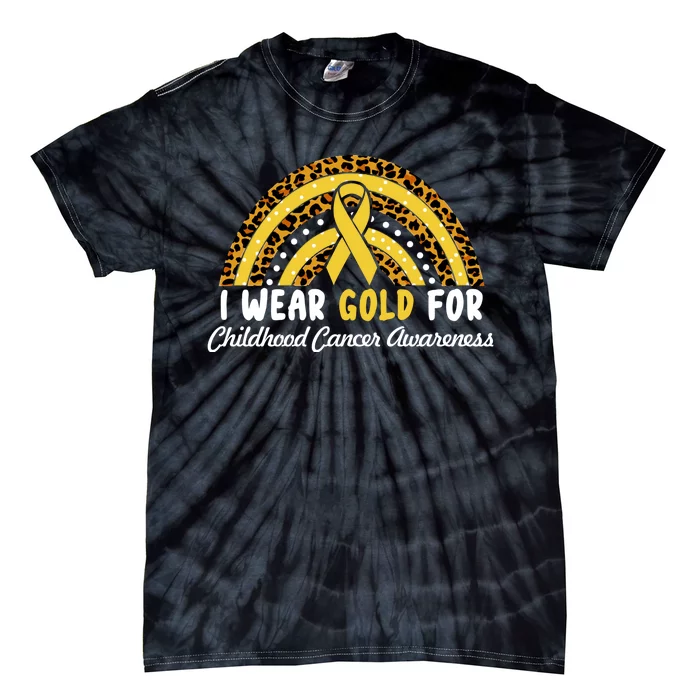 I Wear Gold For Childhood Cancer Awareness Tie-Dye T-Shirt