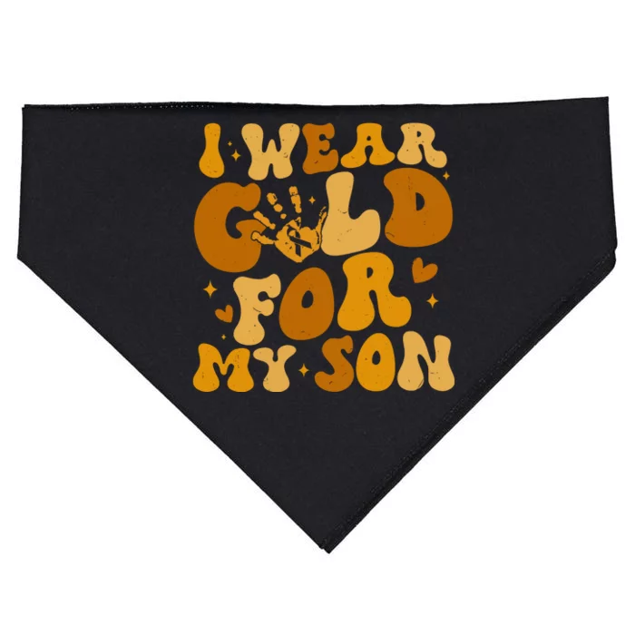 I Wear Gold For My Son Childhood Cancer Awareness USA-Made Doggie Bandana