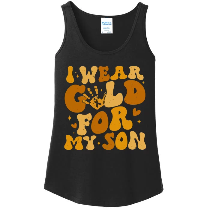 I Wear Gold For My Son Childhood Cancer Awareness Ladies Essential Tank