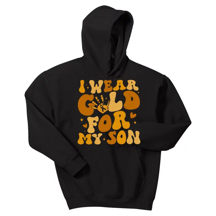 I Wear Gold For My Son Childhood Cancer Awareness Kids Hoodie