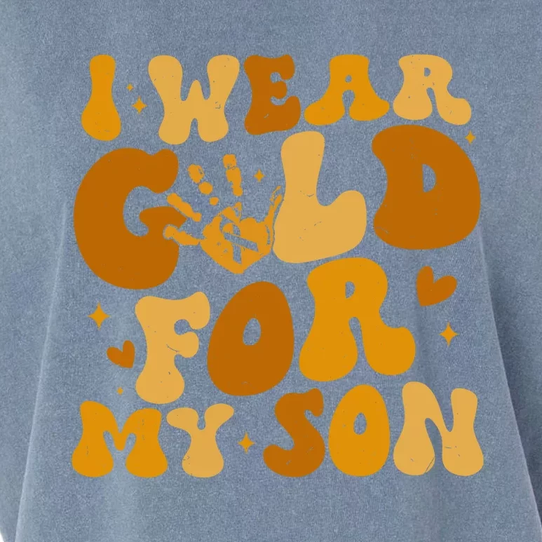 I Wear Gold For My Son Childhood Cancer Awareness Garment-Dyed Women's Muscle Tee