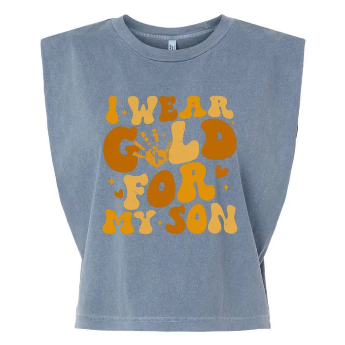 I Wear Gold For My Son Childhood Cancer Awareness Garment-Dyed Women's Muscle Tee