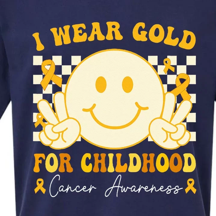 I Wear Gold For Childhood Cancer Awareness Boy Kids Groovy Sueded Cloud Jersey T-Shirt