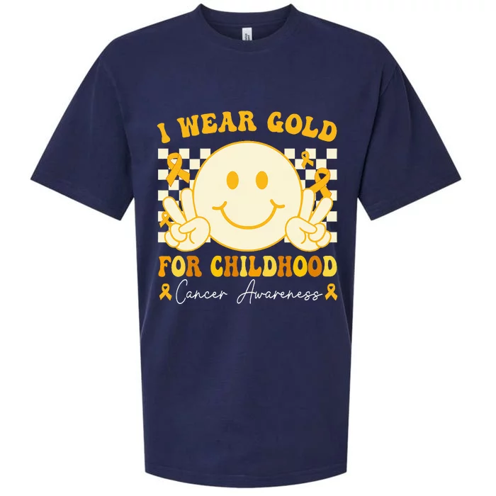 I Wear Gold For Childhood Cancer Awareness Boy Kids Groovy Sueded Cloud Jersey T-Shirt