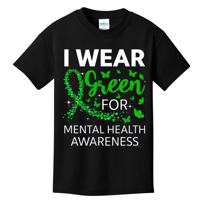 I Wear Green For Mental Health Awareness Kids T-Shirt