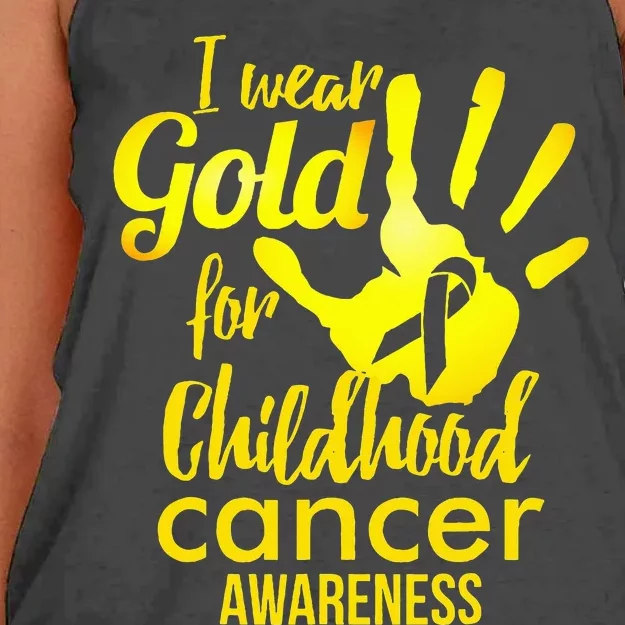 I Wear Gold For Childhood Cancer Awareness Women's Knotted Racerback Tank