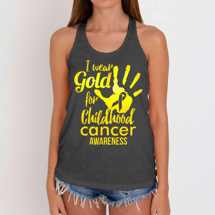 I Wear Gold For Childhood Cancer Awareness Women's Knotted Racerback Tank