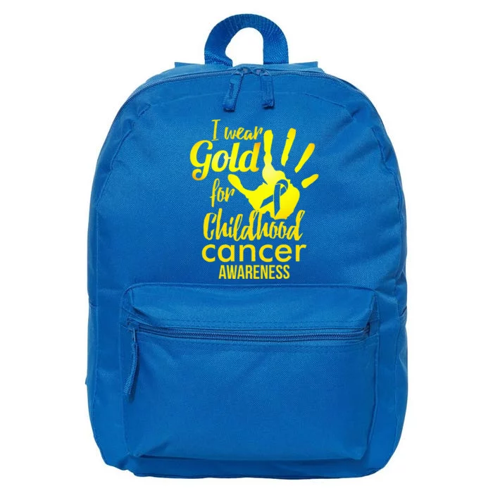 I Wear Gold For Childhood Cancer Awareness 16 in Basic Backpack