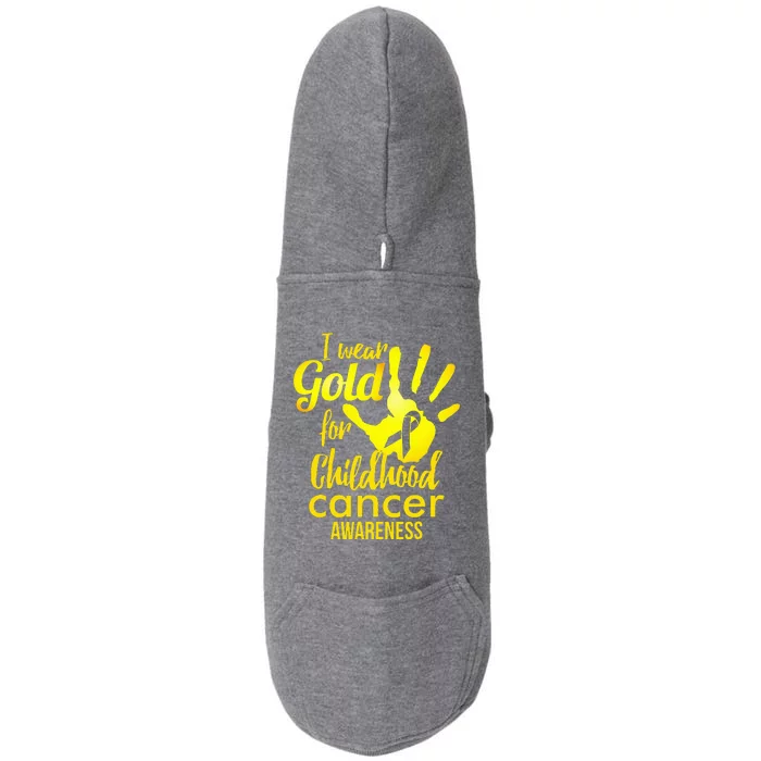 I Wear Gold For Childhood Cancer Awareness Doggie 3-End Fleece Hoodie