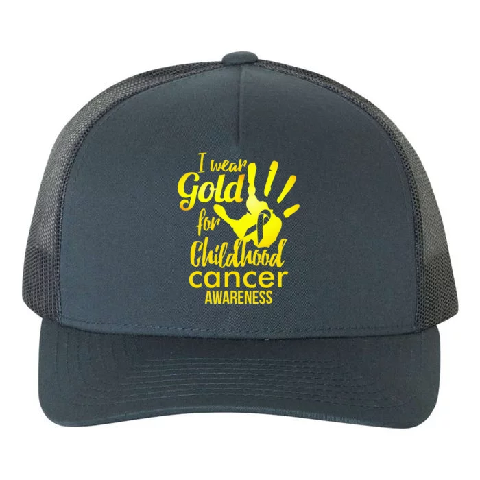 I Wear Gold For Childhood Cancer Awareness Yupoong Adult 5-Panel Trucker Hat