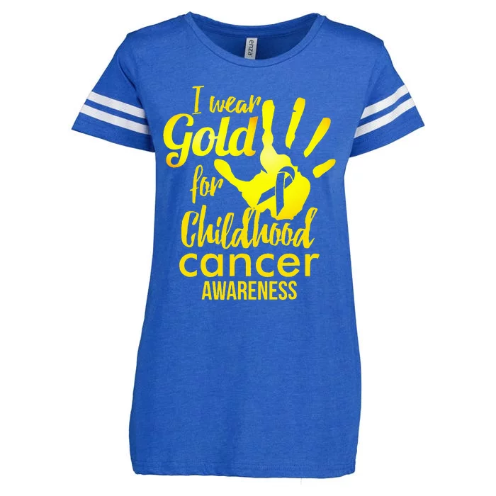 I Wear Gold For Childhood Cancer Awareness Enza Ladies Jersey Football T-Shirt