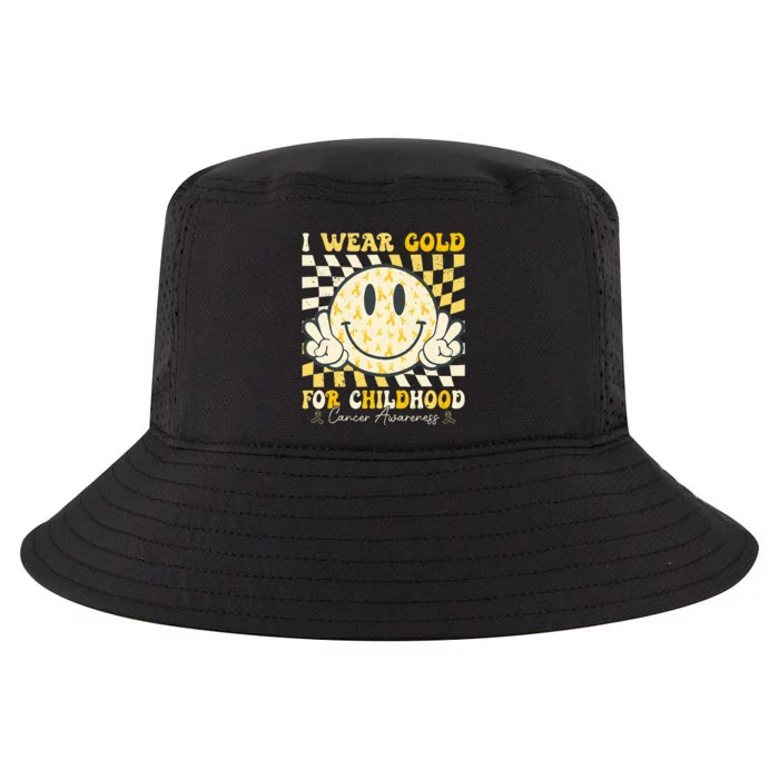 I Wear Gold For Childhood Cancer Awareness Ribbon Cool Comfort Performance Bucket Hat