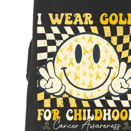 I Wear Gold For Childhood Cancer Awareness Ribbon Doggie 3-End Fleece Hoodie