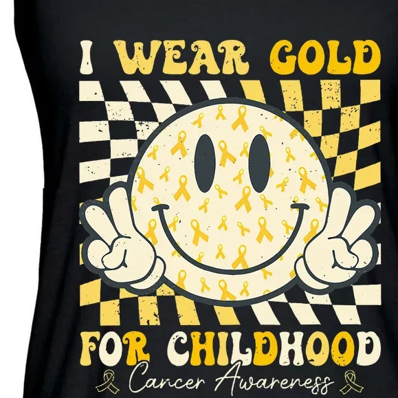 I Wear Gold For Childhood Cancer Awareness Ribbon Ladies Essential Flowy Tank