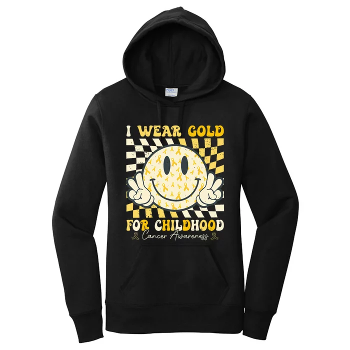 I Wear Gold For Childhood Cancer Awareness Ribbon Women's Pullover Hoodie