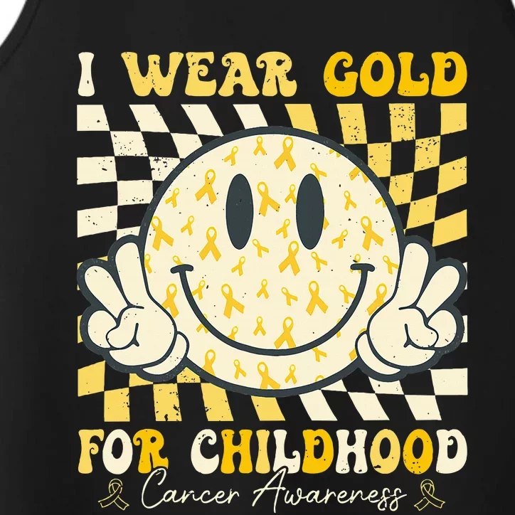 I Wear Gold For Childhood Cancer Awareness Ribbon Performance Tank