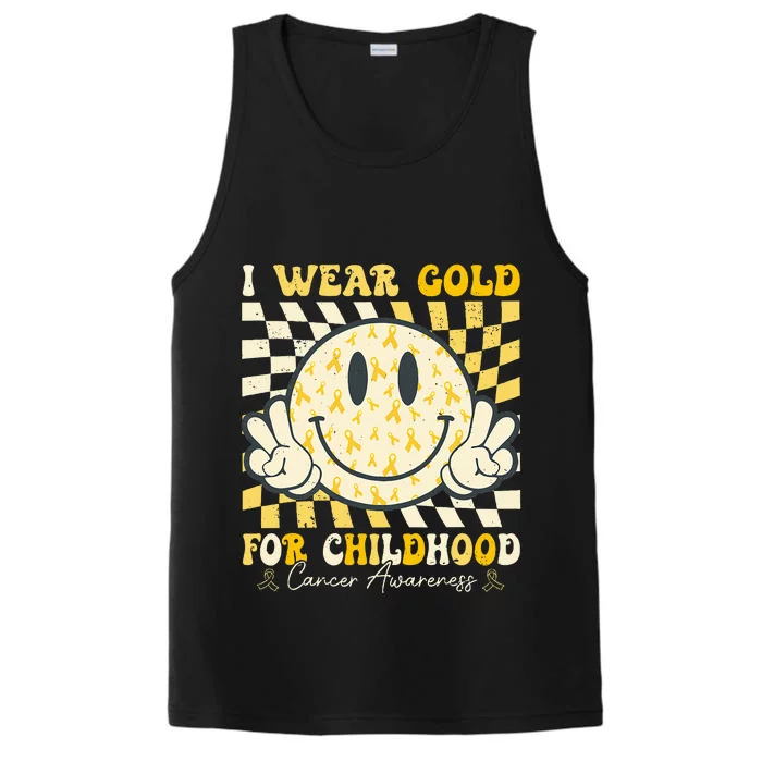 I Wear Gold For Childhood Cancer Awareness Ribbon Performance Tank