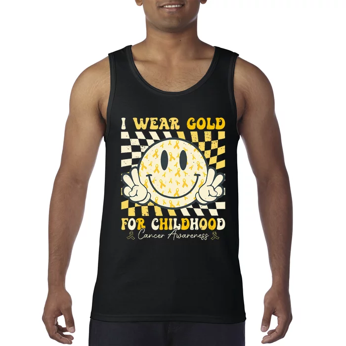 I Wear Gold For Childhood Cancer Awareness Ribbon Tank Top