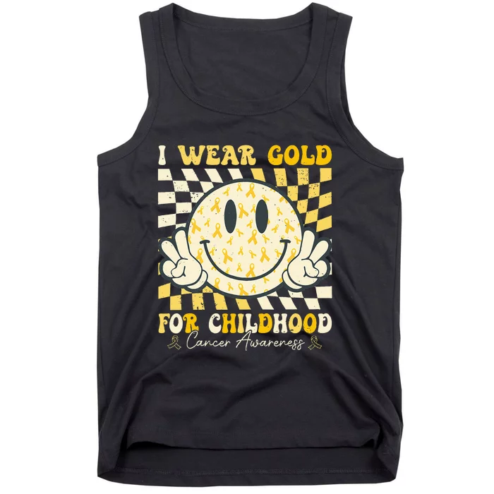 I Wear Gold For Childhood Cancer Awareness Ribbon Tank Top