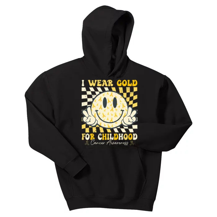 I Wear Gold For Childhood Cancer Awareness Ribbon Kids Hoodie