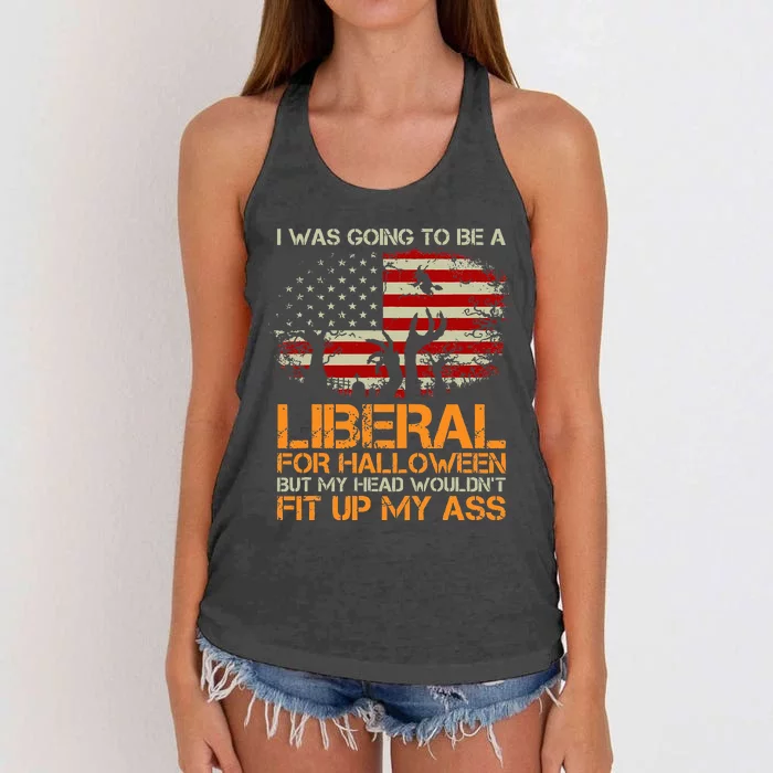 I Was Going To Be A Liberal For Halloween USA American Flag Women's Knotted Racerback Tank