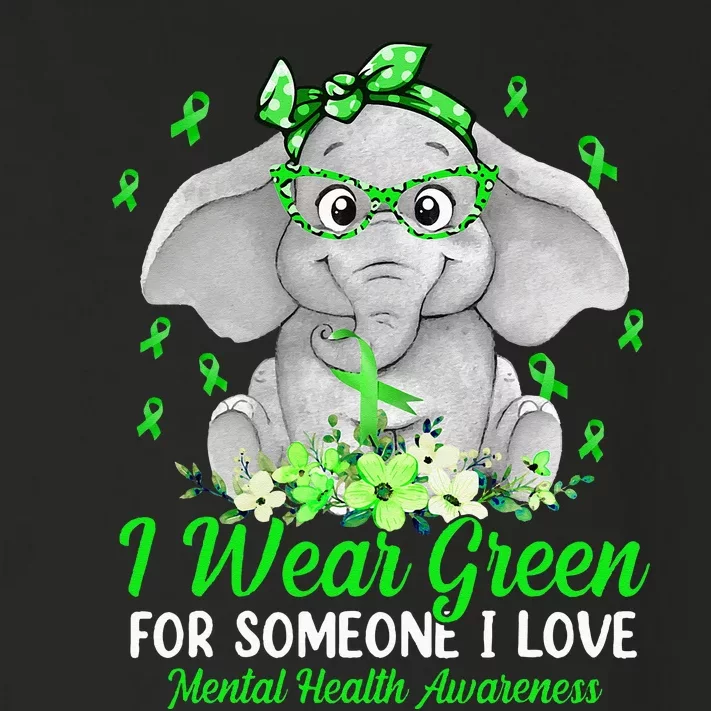 I Wear Green For Mental Health Awareness Ribbon Elephant Toddler Long Sleeve Shirt