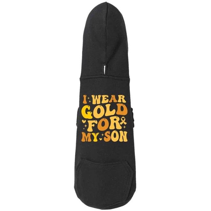 I Wear Gold For My Son Childhood Cancer Awareness Doggie 3-End Fleece Hoodie