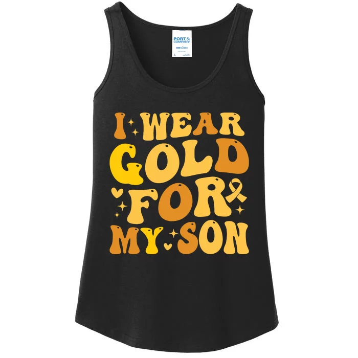 I Wear Gold For My Son Childhood Cancer Awareness Ladies Essential Tank