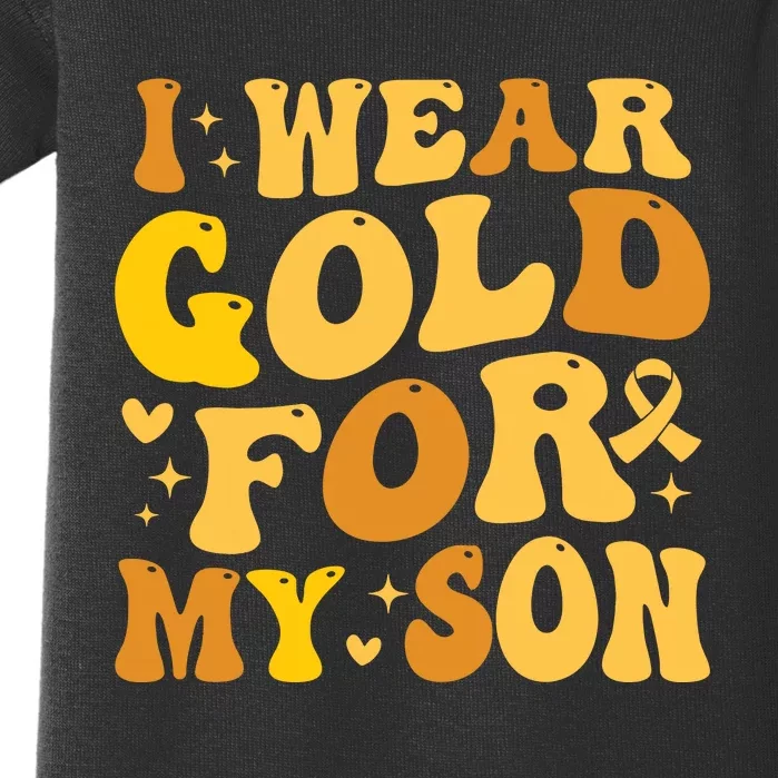 I Wear Gold For My Son Childhood Cancer Awareness Baby Bodysuit