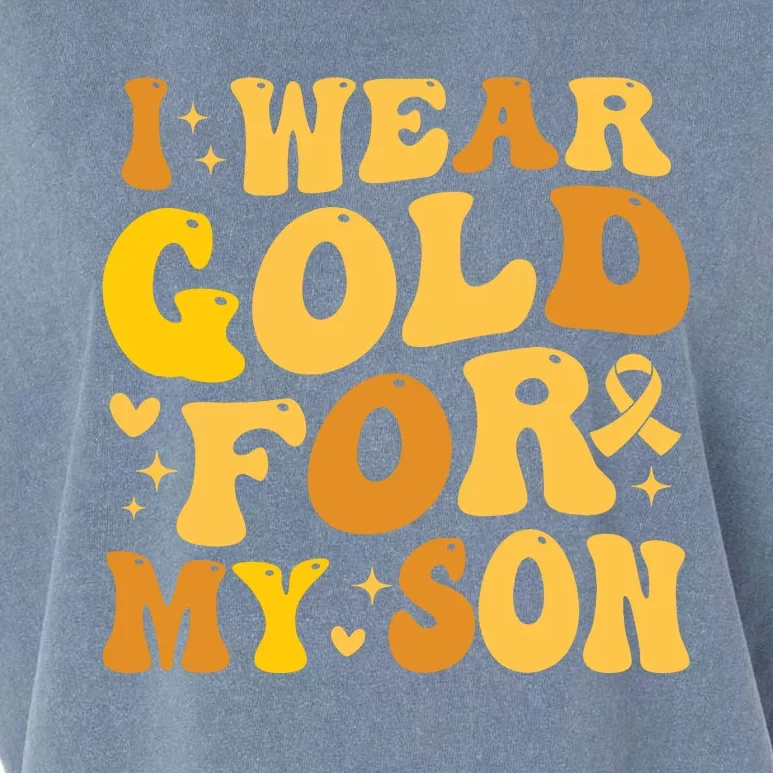 I Wear Gold For My Son Childhood Cancer Awareness Garment-Dyed Women's Muscle Tee