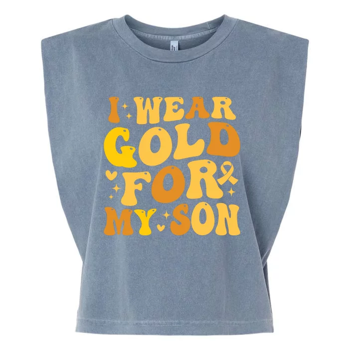 I Wear Gold For My Son Childhood Cancer Awareness Garment-Dyed Women's Muscle Tee