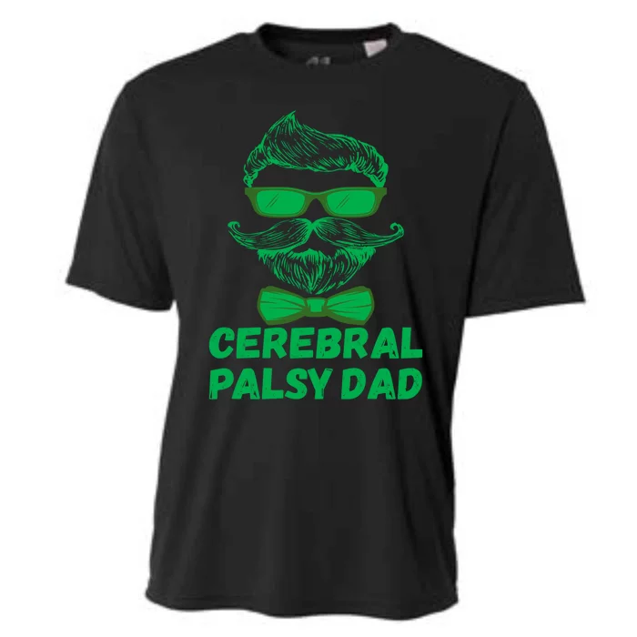 I Wear Green Cp Awareness Mustache Beard Cerebral Palsy Dad Gift Cooling Performance Crew T-Shirt