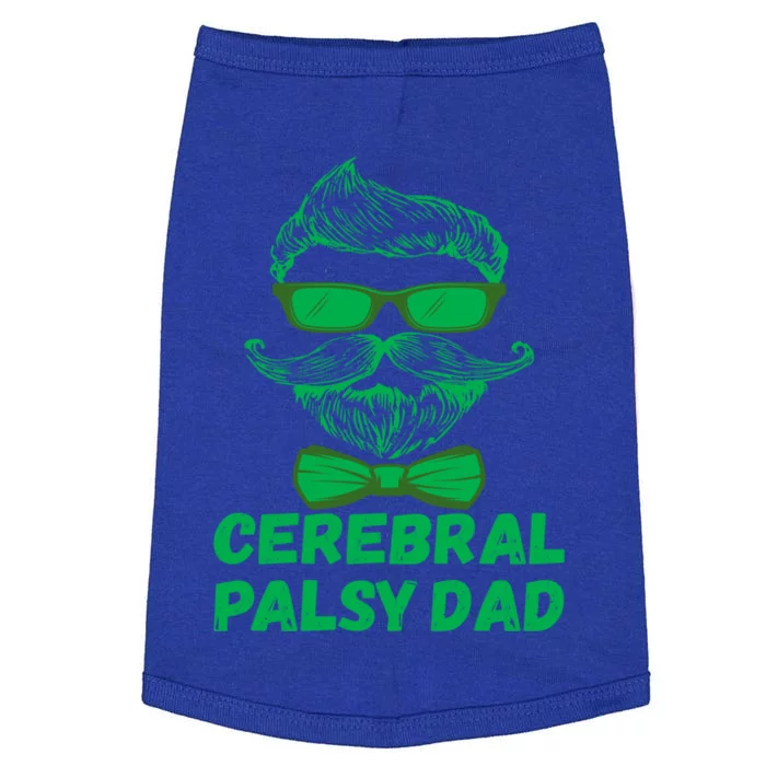 I Wear Green Cp Awareness Mustache Beard Cerebral Palsy Dad Gift Doggie Tank