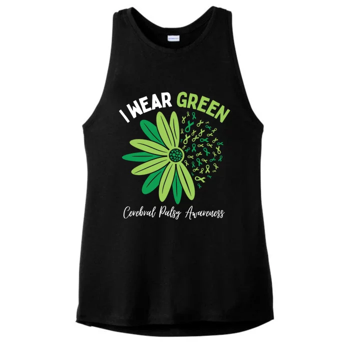 I Wear Green For My Daughter Cerebral Palsy Awareness Ladies Tri-Blend Wicking Tank