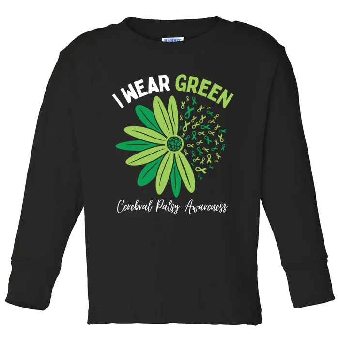 I Wear Green For My Daughter Cerebral Palsy Awareness Toddler Long Sleeve Shirt