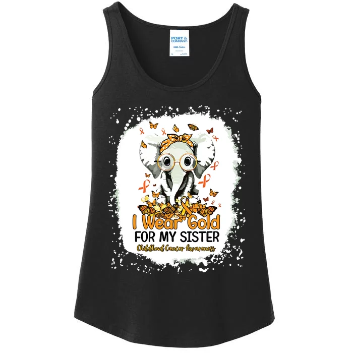 I Wear Gold For My Sister Childhood Cancer Awareness Girl Ladies Essential Tank