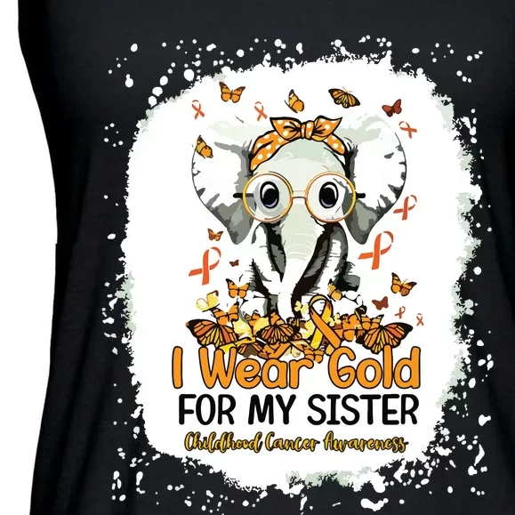 I Wear Gold For My Sister Childhood Cancer Awareness Girl Ladies Essential Flowy Tank