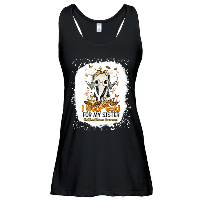 I Wear Gold For My Sister Childhood Cancer Awareness Girl Ladies Essential Flowy Tank