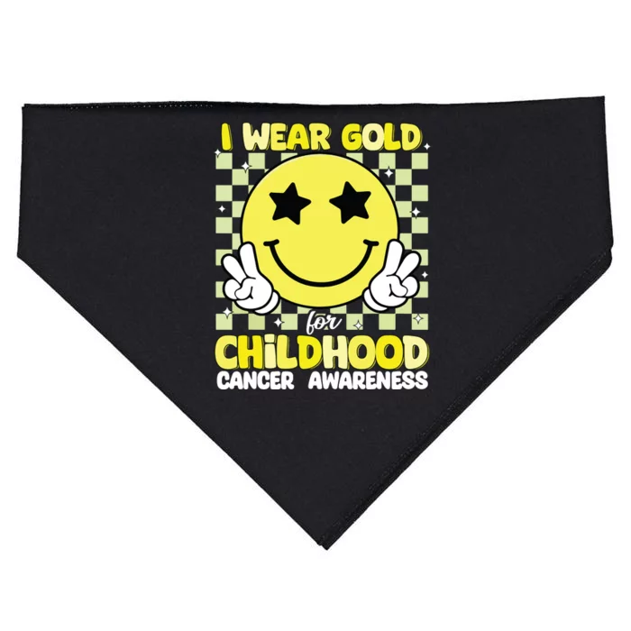 I Wear Gold For Childhood Cancer Awareness USA-Made Doggie Bandana